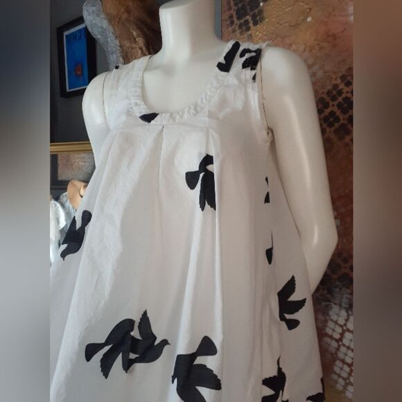 100% Cotton White and Black Dove Dress - Picture 13 of 15